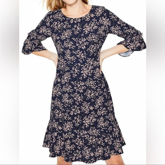 Boden Dresses & Skirts - BODEN UEC Womens Sz 6 Indie Dress Navy Pink Floral Sleeve Bell Sleeve Reg Small